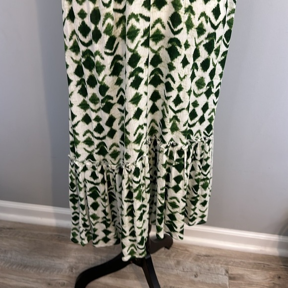 Time & Tru Green Ruffle Aztec Spring Easter Maxi Dress NWT - Picture 3 of 9